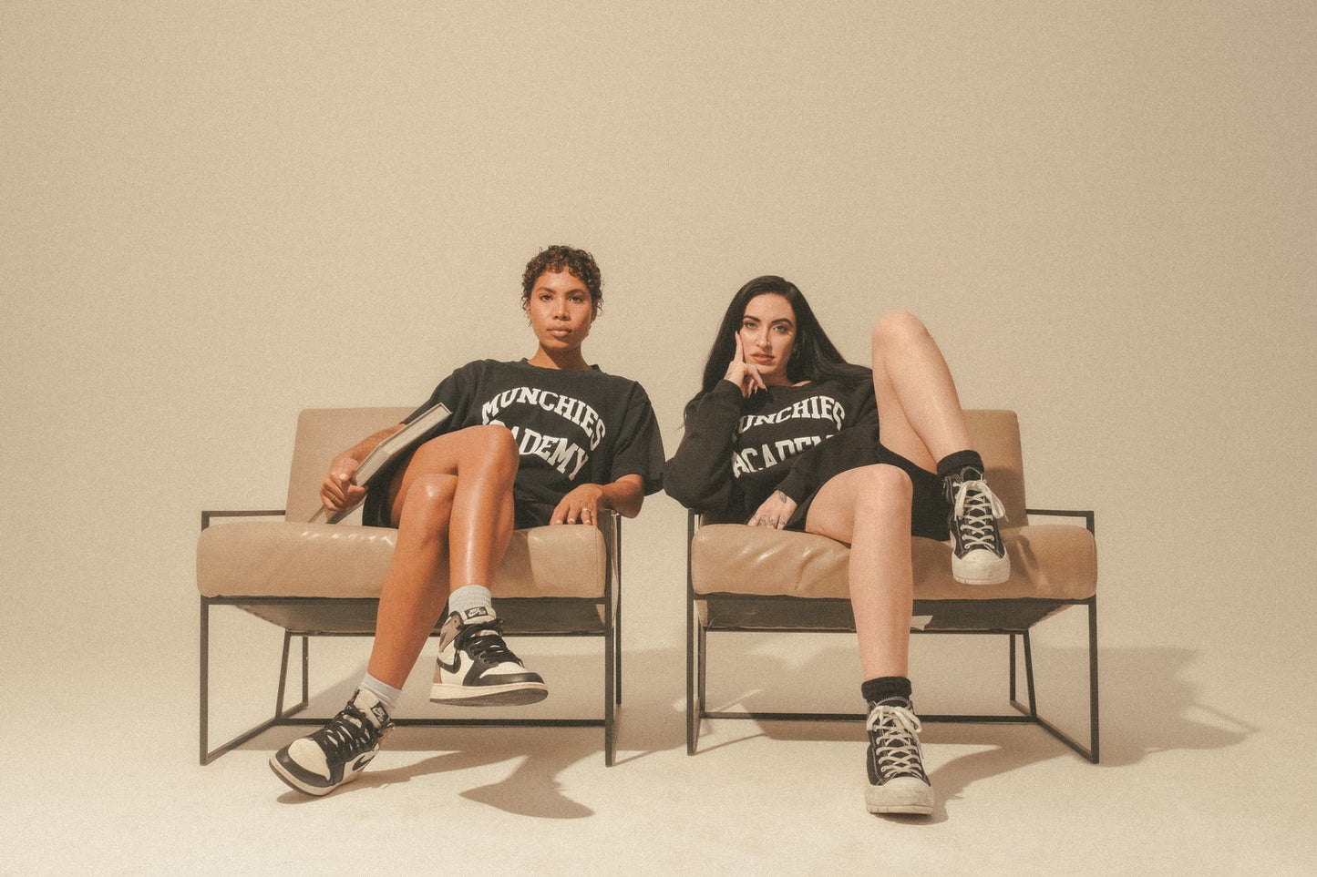 Munchies Academy Crew Neck - Black with White Logo - Women