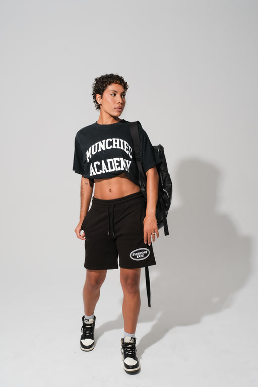 Everyone Eats Shorts - Black with White Logo - Women