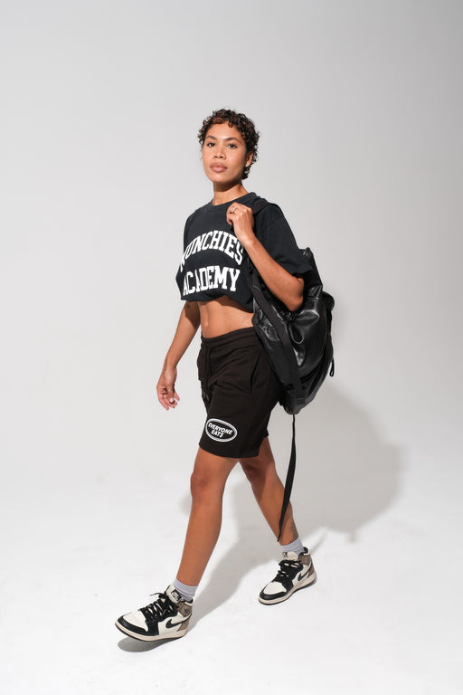 Everyone Eats Shorts - Black with White Logo - Women