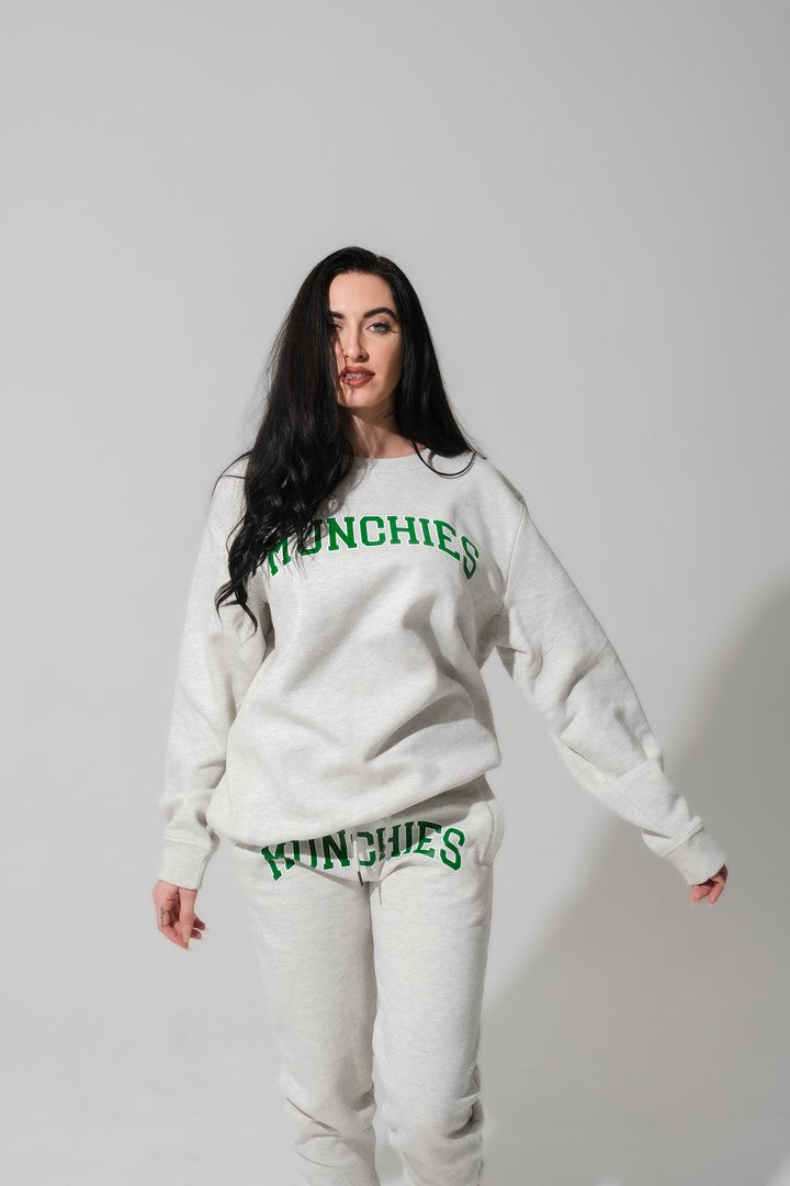 Munchies Sweats - Light Grey with Green Logo - Women