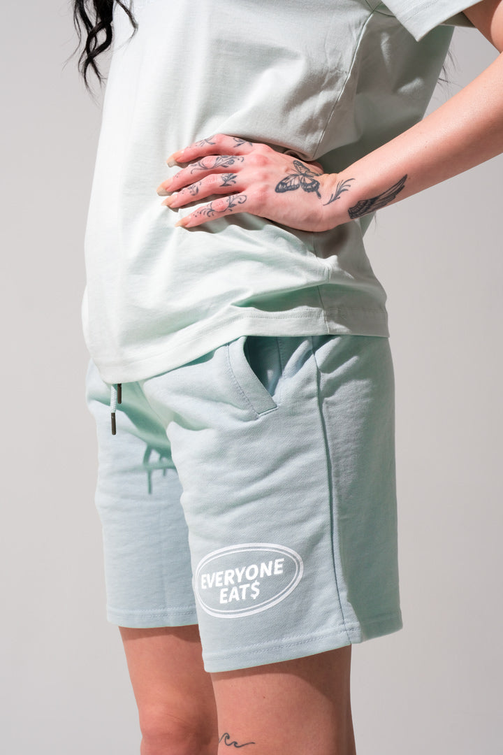 Everyone Eats Shorts - Seafoam Logo - Women