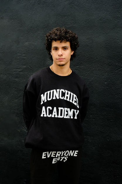 Munchies Academy Crew Neck - Black with White Logo - Men