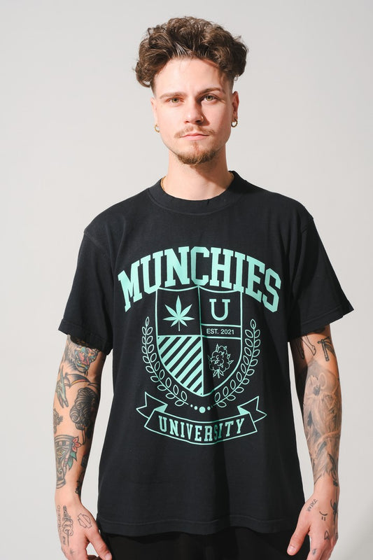 Munchies University T-Shirt - Black / Turquoise - Men