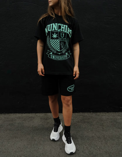 Munchies University T-Shirt - Black / Turquoise - Women