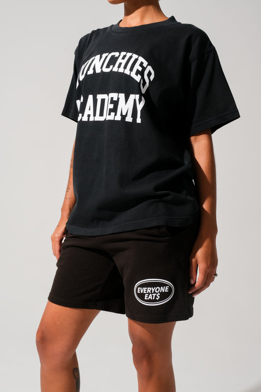 Everyone Eats Shorts - Black with White Logo - Women