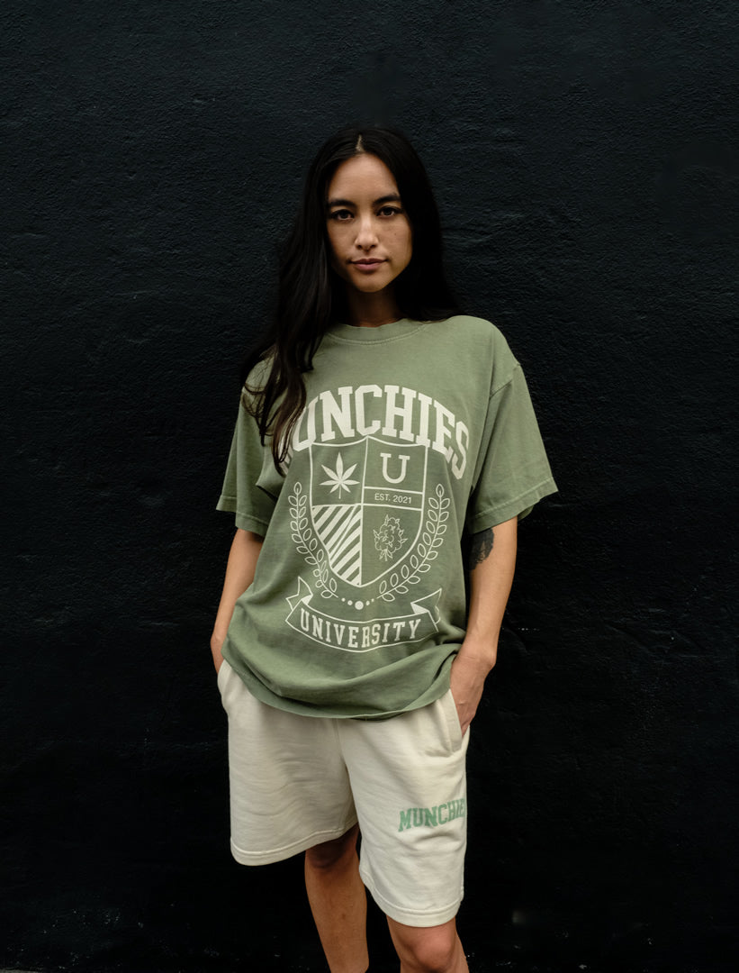 Munchies University T-Shirt - Green / White - Women