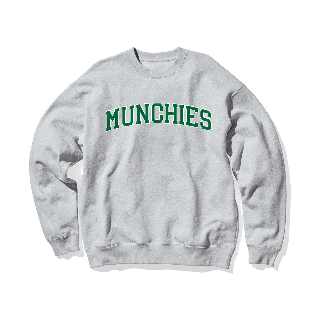 Munchies Crew Neck - Light Grey with Green Logo - Men